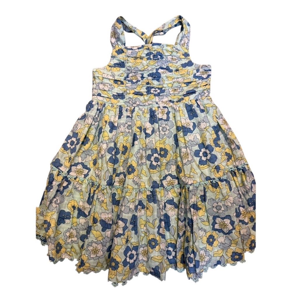 NWOT Haute Hippie Floral Kids Dress in Blue and Yellow - Girl’s Size 5